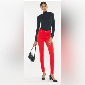 NWT KanCan High Rise Super Skinny Jeans in Christmas Red, Size 13/30